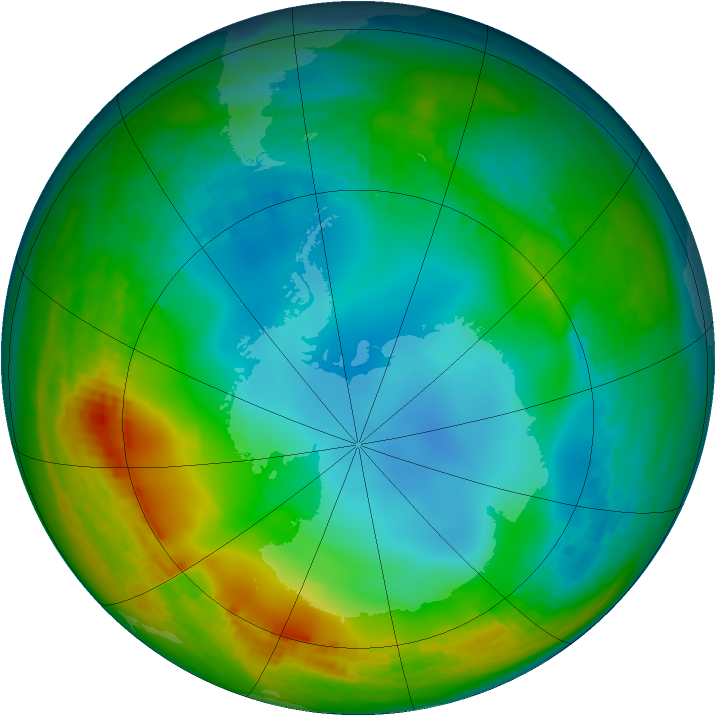 Antarctic ozone map for 18 June 1984